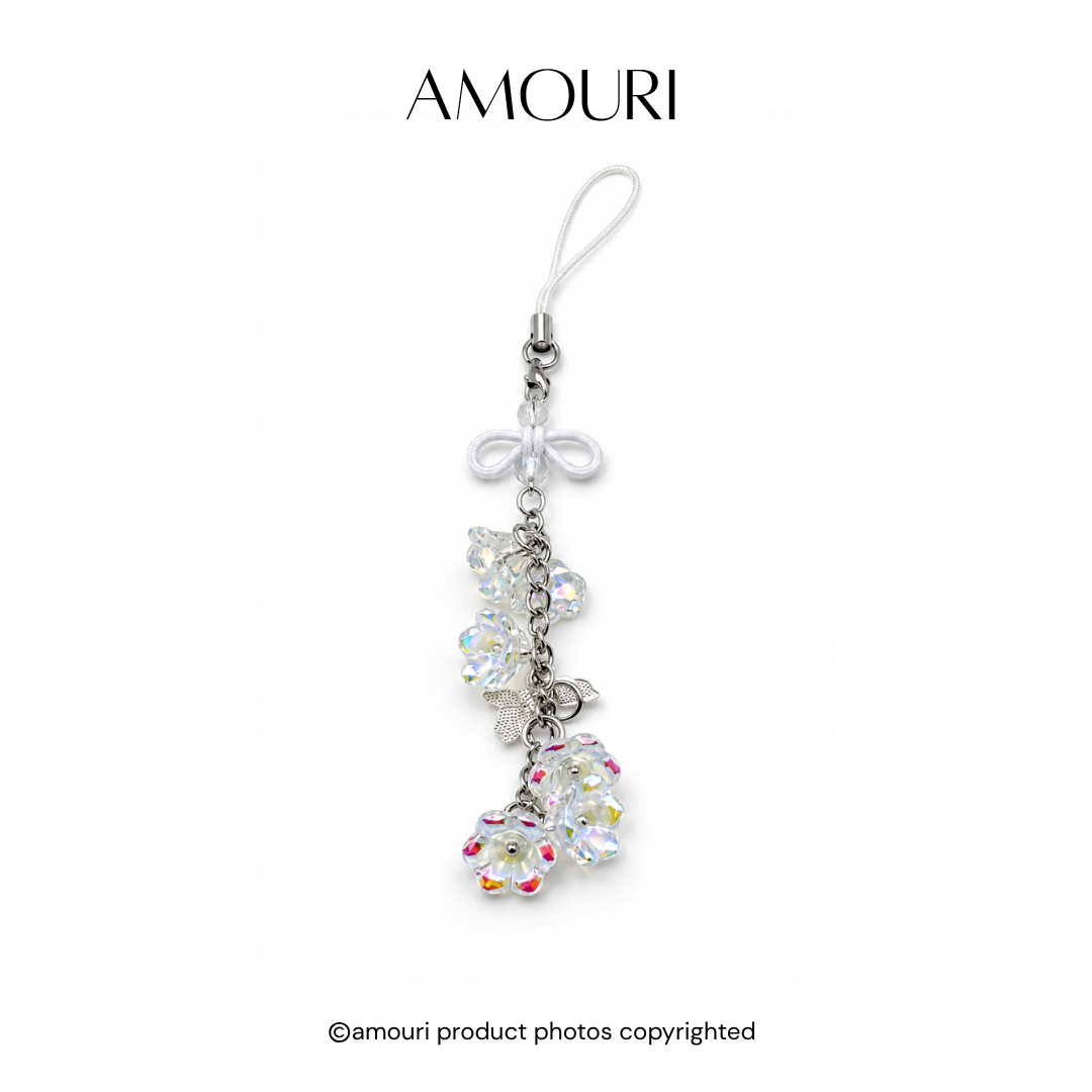 White Flower Keychain
