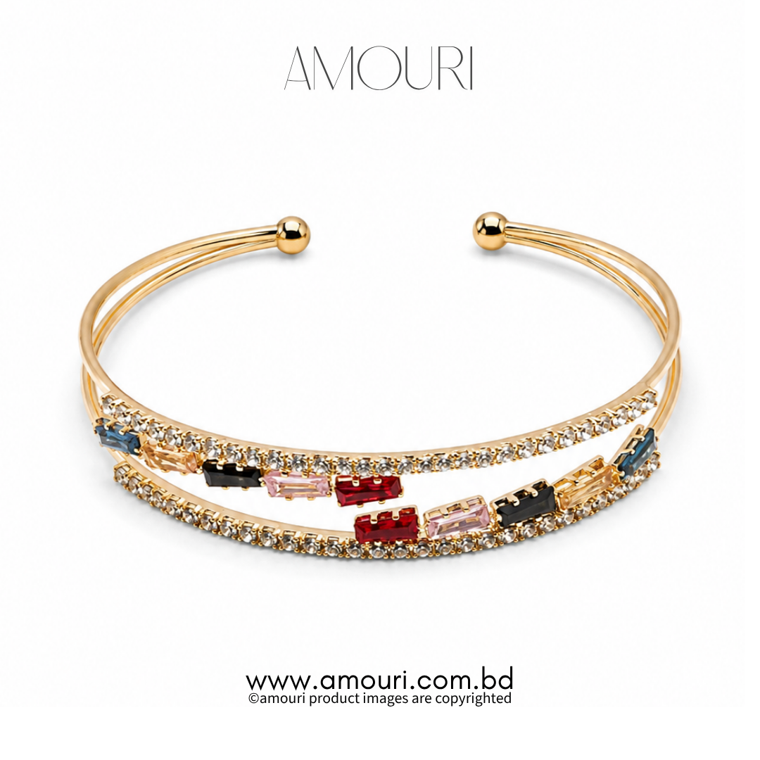 Rose Charm Cuff Bracelet